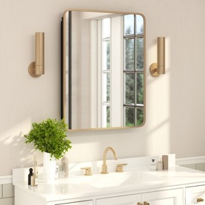 Flash Furniture Jolie Recessed Bathroom Medicine Cabinet with Rounded Beveled Mirror and Reversible Metal Frame - 1 of 4