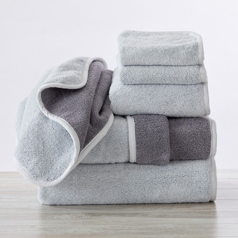 Cotton Two-Toned Reversible Quick Dry Bath Towel Set (6 Piece Set, Grey /  Charcoal) - Great Bay Home