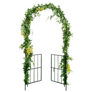 Garden Arch Arbor Trellis with Gate Patio Plant Stand Archway - 1 of 4