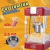 VEVOR Popcorn Maker, 300W Popcorn Popper Machine, 2.5 Oz Kettle Makes 4 QT per Batch, Tabletop Popcorn Maker with PP Door, Includes 2 Scoops, Red - 3 of 4