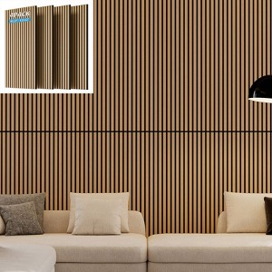 Hrinhom 4Pcs Wall Panels,45.3"X23.6" Wood Look Acoustic Slat Wall Paneling,Sound proof 3D Wall Panels - 1 of 4