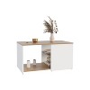 Vynxaria 31" Wide Coffee Table with Three Shelves - Stylish White & Natural Oak Design - 3 of 4