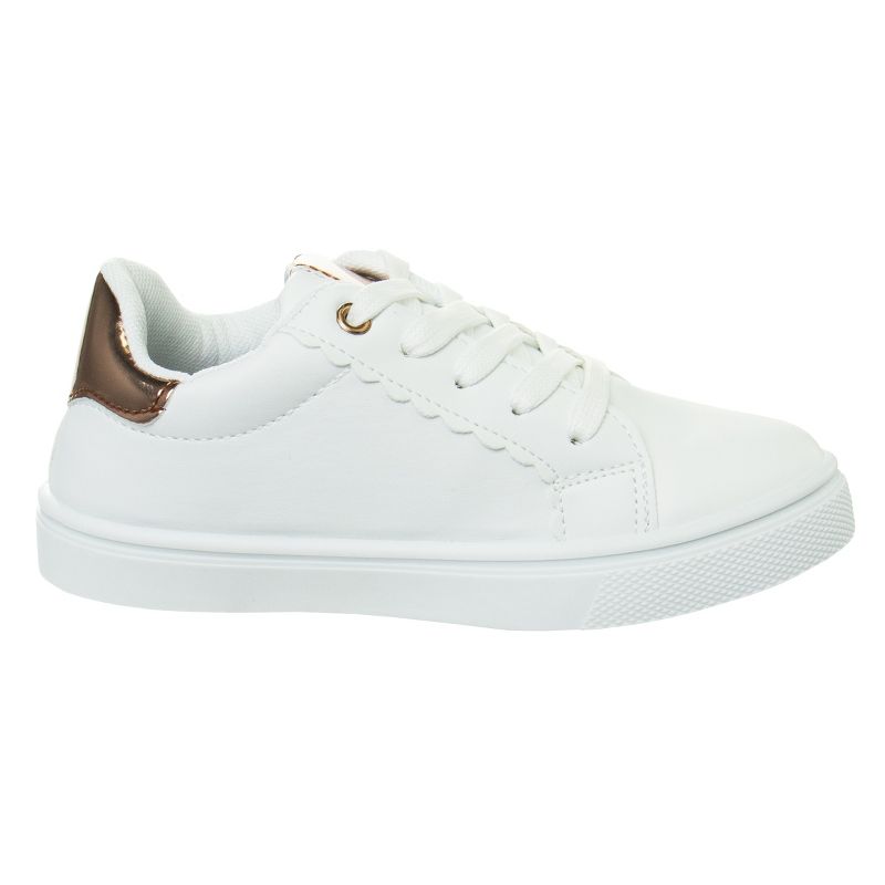 Kensie Girls White Casual Sneakers with Lace Up Closure and Glittery Accents  (Little Kid/Big Kid), 3 of 8