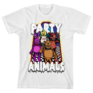 Five Nights At Freddy’s Party Animals Youth White Crew Neck Short Sleeve T-shirt - XS - 1 of 3