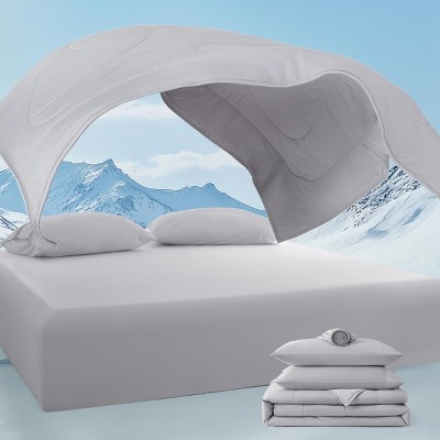 Cooling Comforter Set - Ultra Comfort with Cooling Blanket, Wrinkle-Free Deep Pocket Fitted Sheet, Breathable Pillowcase(s) for Skin and Hair Bedding