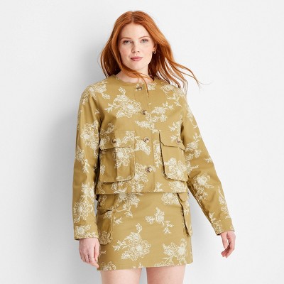 Women's Utility Bomber Jacket - Future Collective Khaki Floral