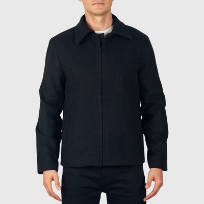 Alpine Swiss Grant Men’s Wool Jacket 28 Inch James Dean Style Bomber with Zippered Pockets Black XL — фото 2