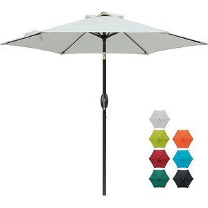 Heynemo 7.5 ft Patio Umbrella Outdoor Market Umbrella Tilt Button and Crank 6 Ribs for Deck Lawn Pool & Backyard - 1 of 4