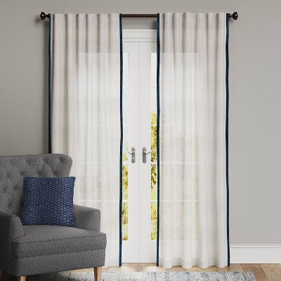 1pc Light Filtering Marlow Velvet Trim Window Curtain Panel - Threshold™