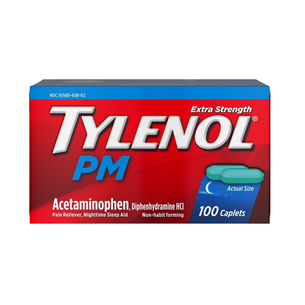 Tylenol PM Extra Strength Pain Reliever & Sleep Aid Caplets - Acetaminophen - 100ct