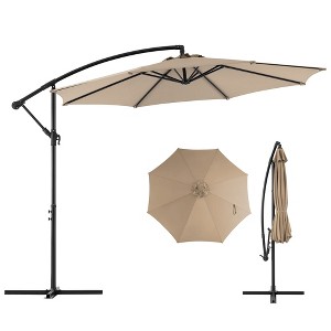 JIONJOY 10ft Cantilever Patio Umbrella - 90° Auto-Tilt, 8 Steel Ribs & UPF 50+ Sun Protection, Waterproof Outdoor Market Umbrella with Cross Base - 1 of 4