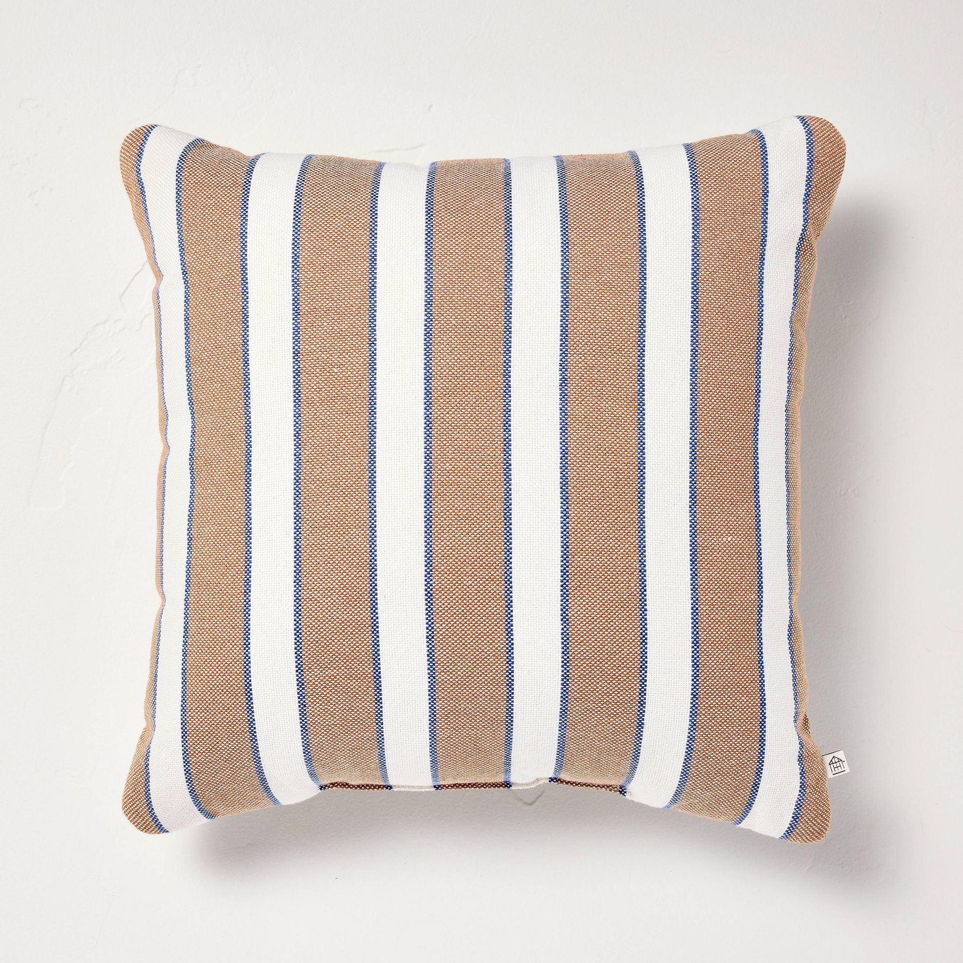 18"x18" Square Throw Pillow Toffee/Sour Cream Stripe - Hearth & Hand™ with Magnolia