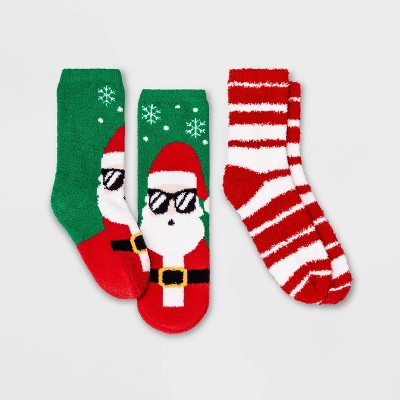 Kids' 2pk Cool Santa Cozy Crew Socks - Wondershop™ XS/S