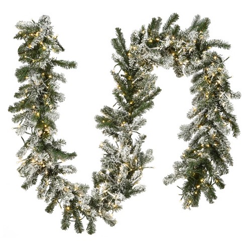 National Tree Company Pre-lit Artificial Christmas Garland, Green, Snowy  Green, White Lights, With Frosted Branches, Plug In,9 Feet : Target