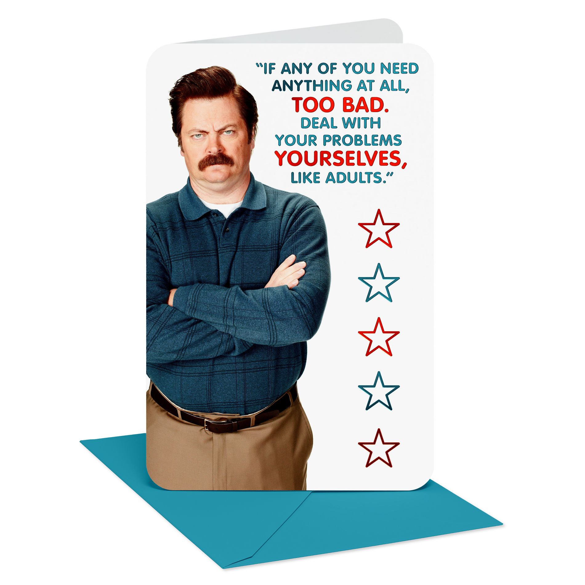 Parks and Recreation Ron Swanson Father's Day Card for Dad, Enjoy Your Day Off, Includes Envelope