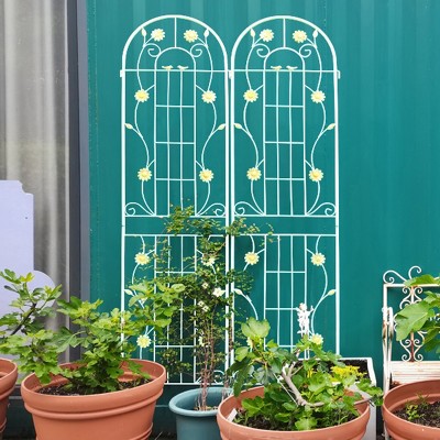 Coolbibila-2 Pack Metal Garden Trellis, 86" X 40"Trellis Fence For Climbing Plants Outdoor Flower Support, Planter Baskets