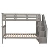TiramisuBest Stairway Twin-Over-Twin Bunk Bed with Storage and Guard Rail, Gray ,Space-Saving Kids Bedroom Furniture - 4 of 4