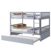 Gulches Full Over Full Rubber Wood Bunk Bed with Trundle, Ladder and Guardrails, Convertible to 2 Full Size Beds, with Twin Size Trundle,Light Grey - 3 of 4