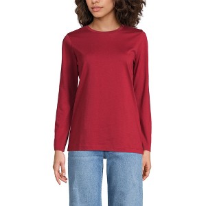 Lands' End Women's Relaxed Supima Cotton Long Sleeve Crew Neck T-Shirt - 1 of 4