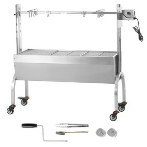 VEVOR Rotisserie Grill, BBQ Whole Pig Lamb Goat Charcoal Spit Grill, 46 Inch 132 Lbs Capacity, Electric 52W Motor, Silver - 1 of 4
