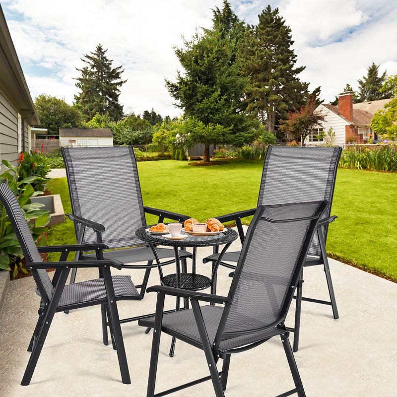 Costway Set of 4 Outdoor Patio Folding Chairs Camping Deck Garden Pool Beach W/Armrest, 3 of 10