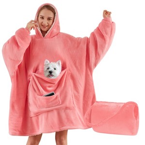 Inhand Wearable Blanket Hoodie for Adult Flannel Oversized Hoodie Sweatshirt Blanket with Pockets Birthday Gifts for Women - 1 of 4