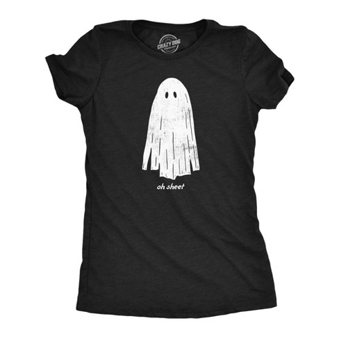 Womens Oh Sheet T Shirt Funny Scary Halloween Party Ghost Bedsheet Joke Tee For Ladies - Crazy Dog Women's T Shirt - image 1 of 4