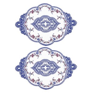 Unique Bargains Polyester Flexible Embroidery Vintage Pattern Washable Table Place Mats 2 Pcs - 1 of 4