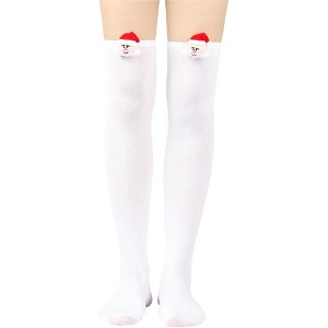 BABYYER Christmas Socks, Women Thigh High Long Stockings with Xmas Doll Elastic and Soft for Holiday Decorations - 1 of 4