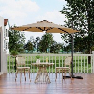 10FT Cantilever Umbrella w/ Solar Lights, 360° Rotation & Tilt, Easy Crank, UV Protection for Pool, Deck, Backyard - 1 of 4