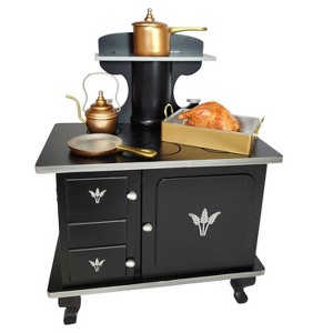The Queen's Treasures 18 Inch Doll Little House Wood Cook Stove and Cook Set - 1 of 4