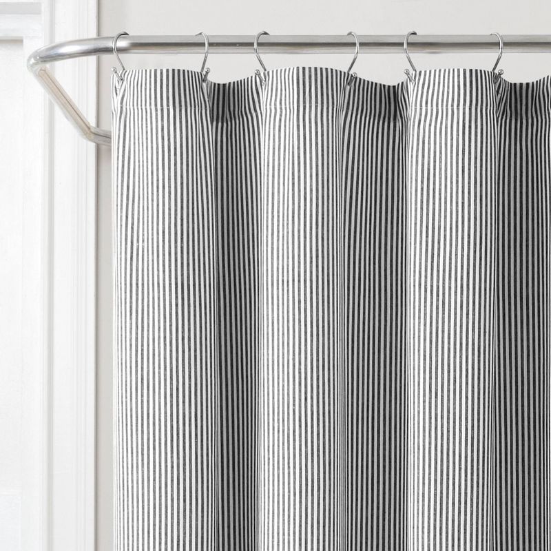 72&#34;x72&#34; Vintage Stripe Yarn Dyed Cotton Shower Curtain Black - Lush D&#233;cor, 3 of 7