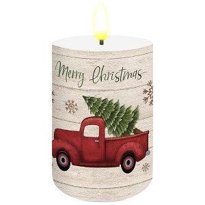 Briarwood Lane Flameless Candle 6x3 Merry Christmas Pickup Truck Flameless Candle with Timer for Christmas - 1 of 4