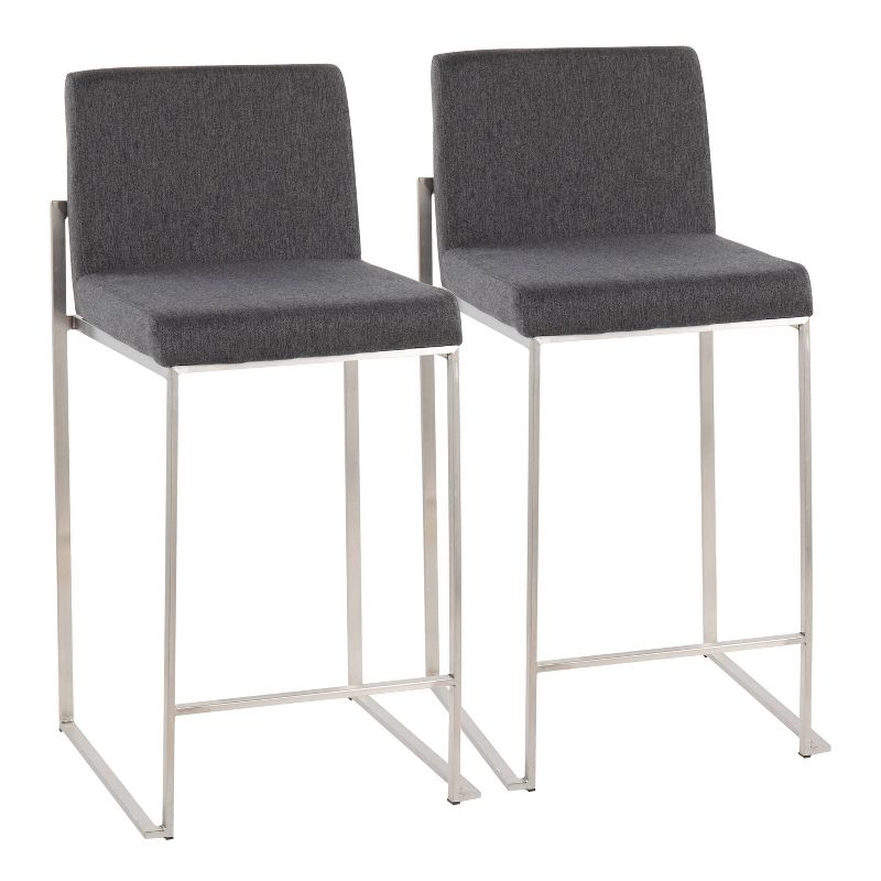 Set of 2 FujiHB Polyester/Steel Counter Height Barstools Charcoal - LumiSource, 1 of 10