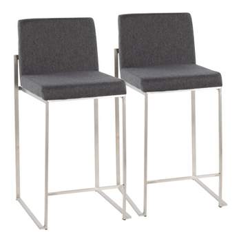 Set of 2 FujiHB Polyester/Steel Counter Height Barstools Charcoal - LumiSource