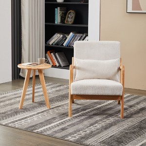 Racxily Mid-Century Modern Accent Chair - Upholstered Reading Chair with Pillow, Sturdy Rubberwood, Ergonomic Comfort for Living Room/Bedroom - 1 of 4