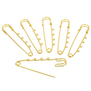 Unique Bargains Metal Decorative DIY Women's Clothing Dress 4 Holes Sewing Brooch Pins 10 Pcs - 1 of 4