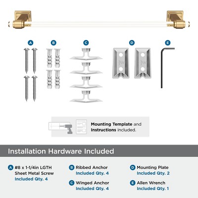 Clear and Champagne Bronze 18" Wall Mounted Towel Bar