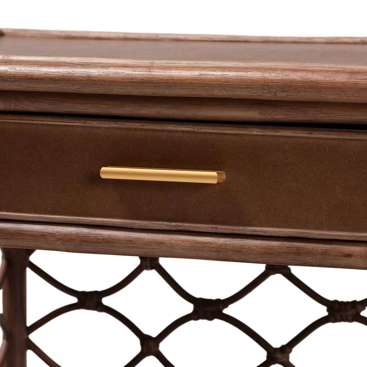 bali & pari Akane Natural Rattan Nightstand with Drawer and Open Shelves Antique Brown - thumbnail 6