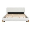 Upholstered Bed Frame with Solid Wood Legs, Elegant Boucle Platform Bed, Full/Queen/King Size, White - ModernLuxe - 4 of 4