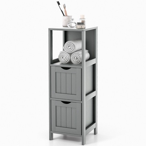 Tangkula 4 Drawers Bathroom Storage Cabinet Free-Standing Side Storage  Organizer Grey