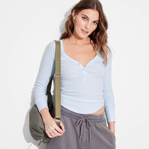 Women's Long Sleeve Henley T-Shirt - Wild Fable™ - 1 of 4