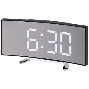 REGALWOVEN Digital Corded Electric Temperature LED Mirror Alarm Clock 6.7 x 2.8 x 1.2 Inches - 1 of 4
