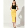 Allegra K Women's Casual Side Split Slit Ribbed Knit Bodycon Basic Midi Pencil Skirts - 2 of 4