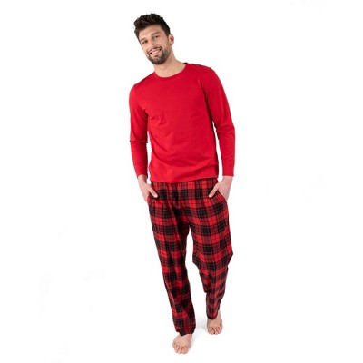 Leveret Womens Cotton Top And Fleece Pants Plaid Black And Red Xs : Target