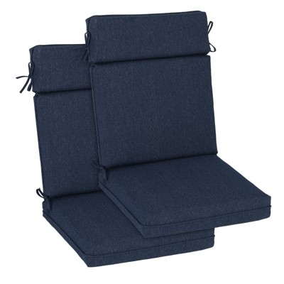 Aoodor Outdoor High Back Dining Chair Cushion Set, Water Proof & Stain Resistant, Polyester Fabric Cover with Ties and Zipper, Set of 2
