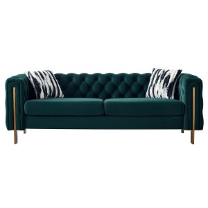 NicBex 84.25 Inch Velvet Tufted 2-Seat Sofa with 2 Throw Pillows for Living Room,Apartment,Bedroom - 1 of 4