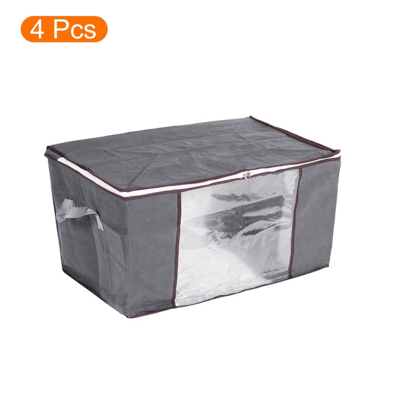 Unique Bargains Clothes Storage Bag with Reinforced Handles Foldable Closet Organizers with Clear Window, 3 of 7