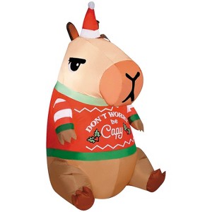 42" Airblown® Inflatable Capybara with Christmas Sweater Outdoor Yard Decoration - 1 of 1