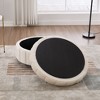 PAGED Round Ottoman with Storage & Reversible Lid, Velvet Storage Ottoman with Metal Legs, Channel Tufted Pumpkin-shape Footstool - 3 of 4